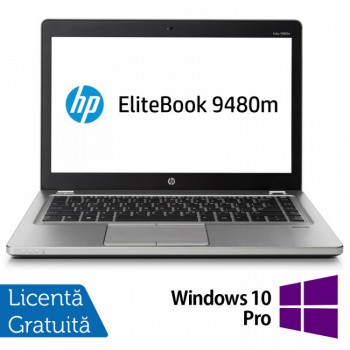 Laptop HP EliteBook Folio 9480M, Intel Core i5-4310U 2.00GHz, 4GB DDR3, 120GB SSD, 14 Inch, Webcam + Windows 10 Pro