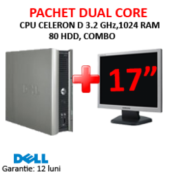 Pachet Dell OptiPLex SX745, Celeron D, 3.2, 1Gb, 80Gb, Combo + LCD 17 inci