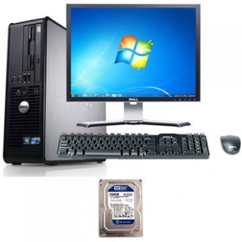 Sistem PC + Monitor LCD Dell Optiplex 760 Core 2 Duo E7300 2.66GHz 2GB DDR2 80GB HDD Sata Combo Desktop + Dell 177FP 17 inch Black