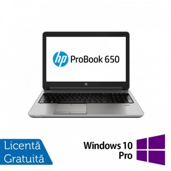 Laptop HP ProBook 650 G1, Intel Core i3-4000M 2.40GHz, 4GB DDR3, 500GB SATA, DVD-RW, 15.6 inch, Tastatura Numerica + Windows 10 Pro, Refurbished
